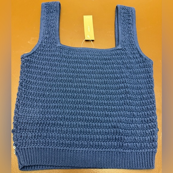 J. Crew Navy Sequin Embellished Crop Top - Picture 4 of 5